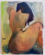 Figure Oil Painting Gothic Cubism Boudoir 16"x20" Canvas Original Signed