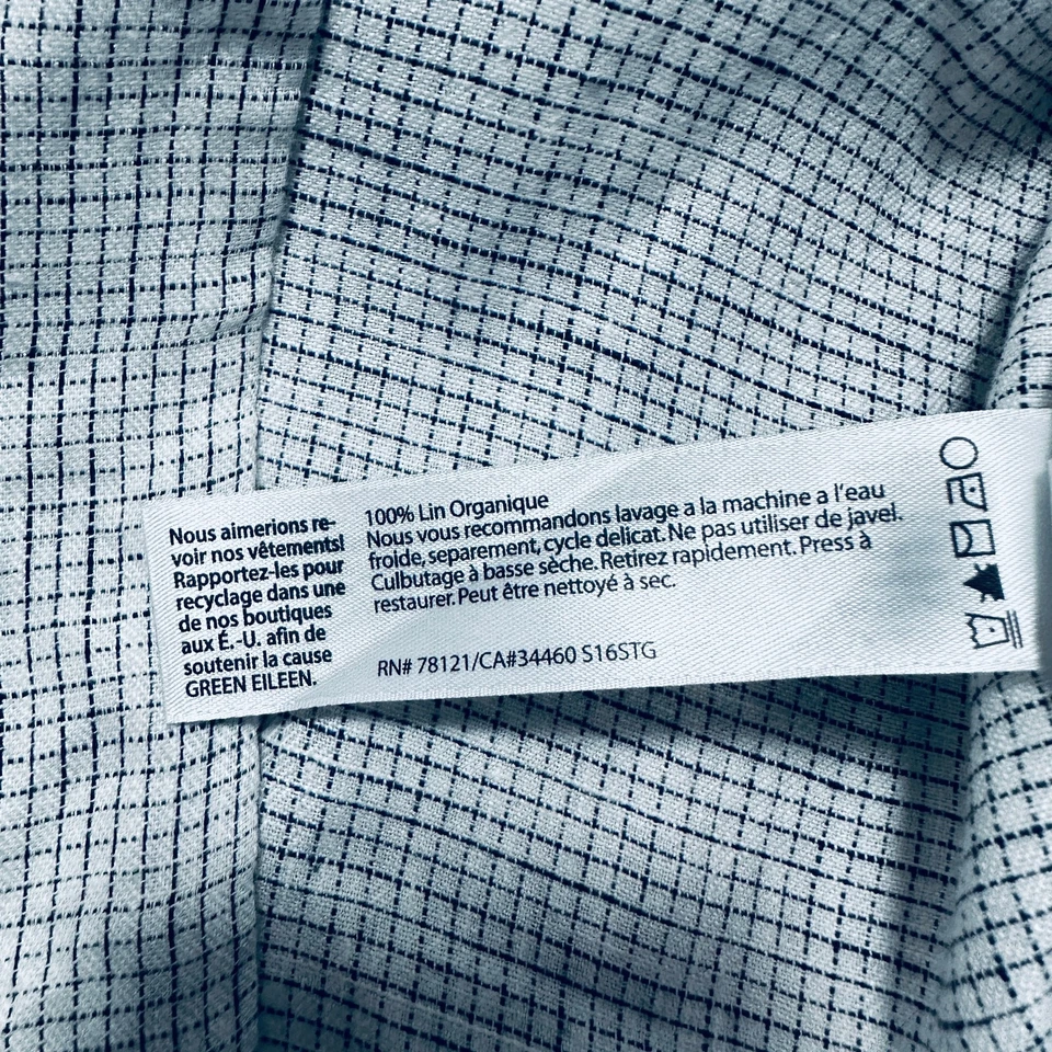 Eileen Fisher cream plaid long linen blazer - Image 4 of 4