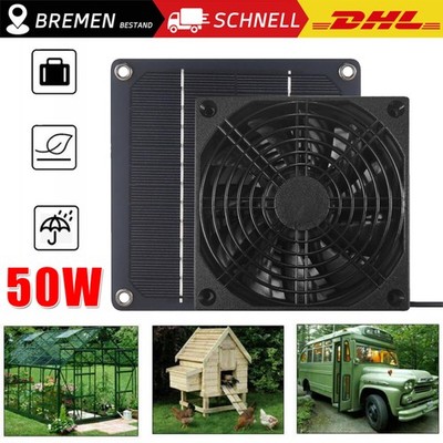 Solarlüfter Solar Lüfter 50W Belüftung Solarventilator Gewächshaus Gartenhaus DE