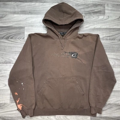 Vintage 90s Thrashed Surf Hoodie Mens M Faded Brown Surfwear Skate Coastlines - Image 1 of 4