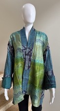 100 Silk Reversible Kantha Jacket, One Size