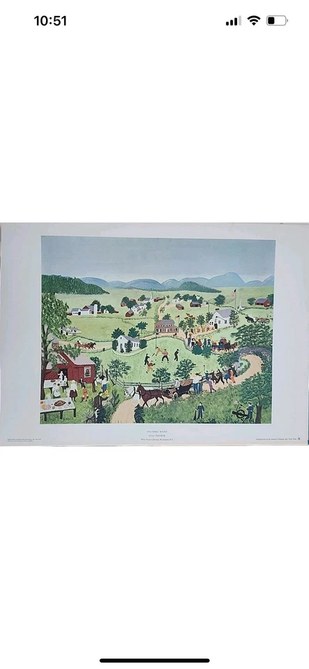 Cartera De Colección Abuela Moisés De Ocho Pinturas 14x20" Arte Popular Temporadas Agricultura  Foto 3 de 4