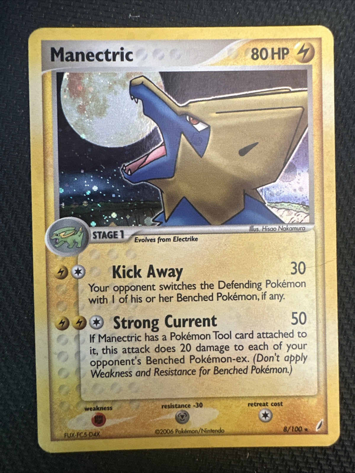 2006 Pokemon EX Crystal Guardians Manectric 8/100 Holo SMALL CREASE.