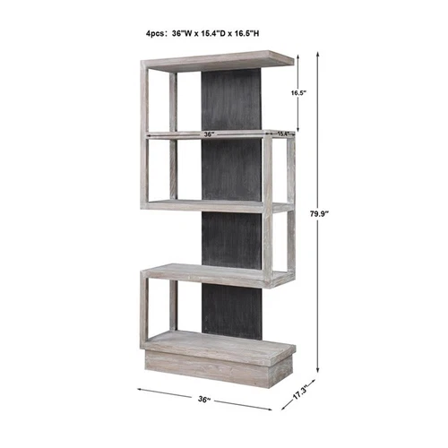 Uttermost Nicasia Modern Elm Wood Etagere in Light Gray Finish - Picture 9 of 9