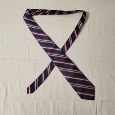 Ferrell Reed Necktie Men's 100 Silk Blue Red Striped Hand Woven in England