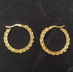 Authentic Shop LC Gold Plated Rope Hoop Earrings 30mm