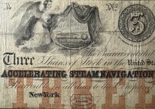 Accelerating Steam Navigation Co. Three (3) Shares of Stock NY Remainder PMG25