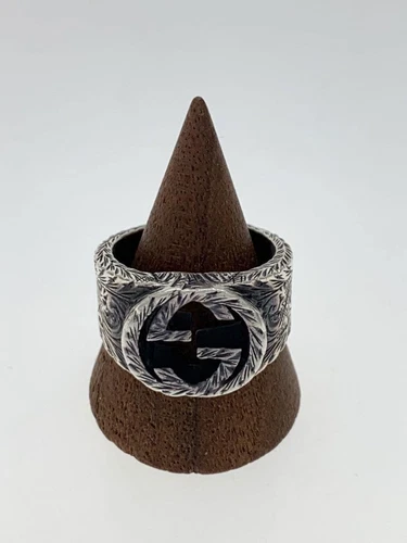 GUCCI Anello Incastro G Arabesco SV925 16 Argento Uomo