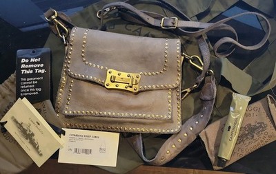 Campomaggi Agnese Cemento Gray Studded Leather shoulder Bag