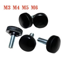 M3 M4 M5 M6 Knurled Thumb Screws Black Bakelite + Steel Hand Grip Knob Bolts