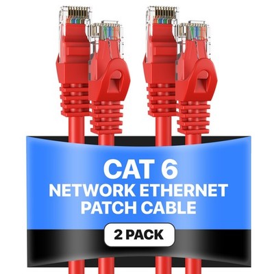2-Pack - CAT6 Ethernet Cable LAN Network RJ45 Patch Cord 3FT-200FT,  Red Lot