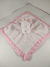 Carters Unicorn Security Blanket Satin White Pink Gold Horn Baby Girl Lovey 14"