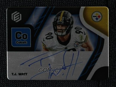 2021 Panini Elements Steel Signatures Cobalt 10/10 TJ Watt #SS-TJW Auto lg1