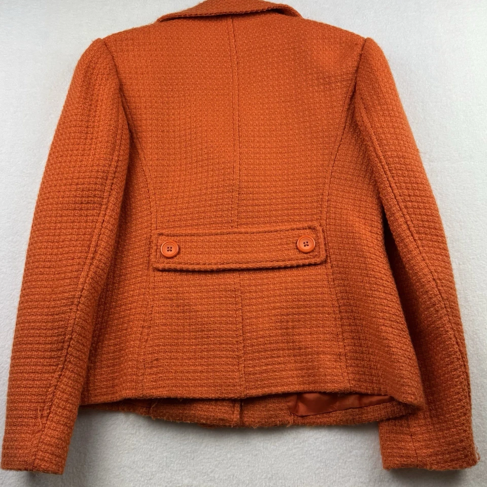 Rafaella Womens Size 6 Wool Blend Coat/Jacket Collared Short Lined Button Orange - Image 4 of 4