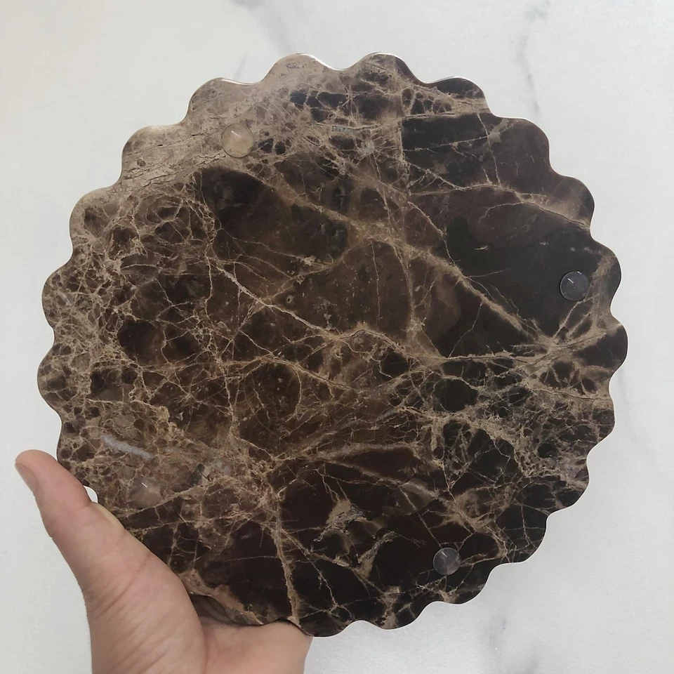 Marble Tray Round Scalloped Tray Small Serving Platter for Counter, Bathroom,... - Image 4 of 4