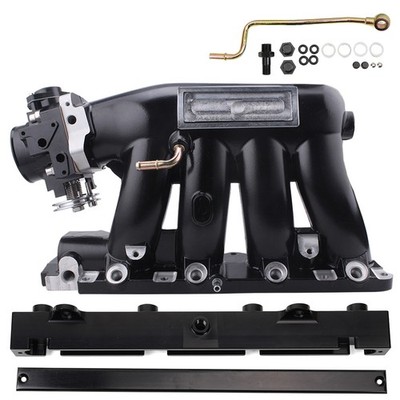 Black Intake Manifold+Throttle Body+Fuel Rail For Honda Civic Acura TSX K20 K24