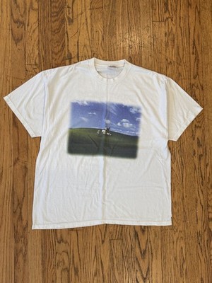 Vintage Microsoft Windows XP RTM Celebration T-Shirt 2001  Bliss  Launch Staff 