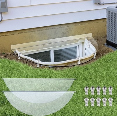 Vercraft 2 pcs 39 x16  Basement Window Well Covers with Mounting Clips
