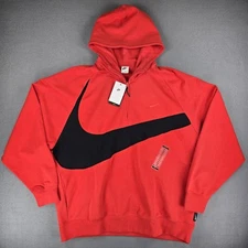 Nike Hoodie Big Swoosh Mens size 2XL 1/4 Fleece Zip Red Sweatshirt Sportcore NWT