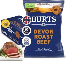 Burts Devon Roast Beef Hand Cooked Chips – 20 x 40 g Multipack – Gluten Fre