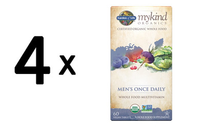 4 x Garden of Life Mykind Organics Men's Once Daily - 60 tabs (791,62 EUR/kg)