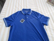Club Room Mens Classic Fit Performance Stretch Short Sleeve Polo Shirt Blue L