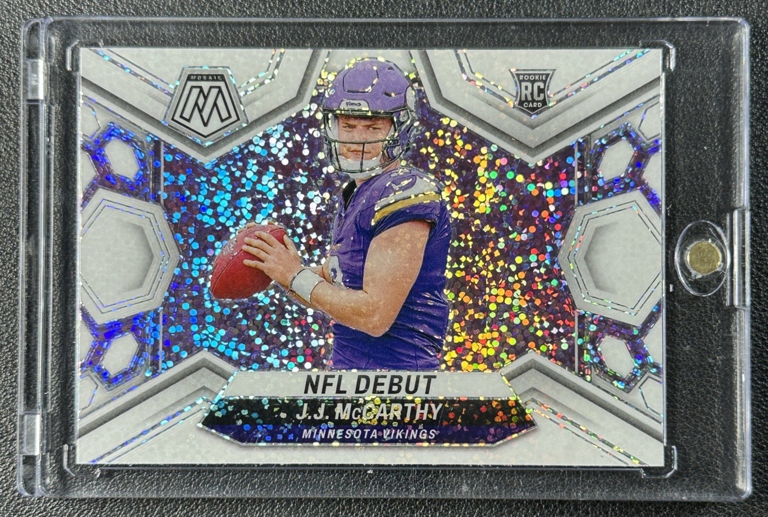 J.J. MCCARTHY 2024 PANINI MOSAIC #275 ROOKIE WHITE SPARKLE PRIZM SP RC NFL DEBUT