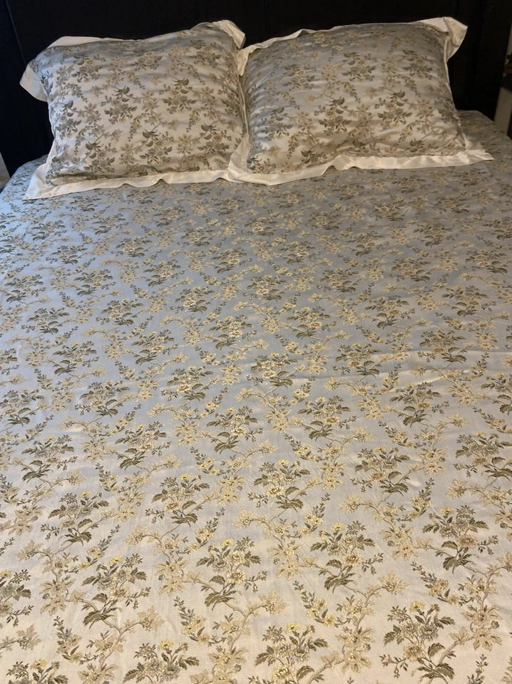 RARO 2008 Bella Notte Colette Queen Cobertor Bordado + 2 Fundas Verde/Dorado Foto 4 de 4