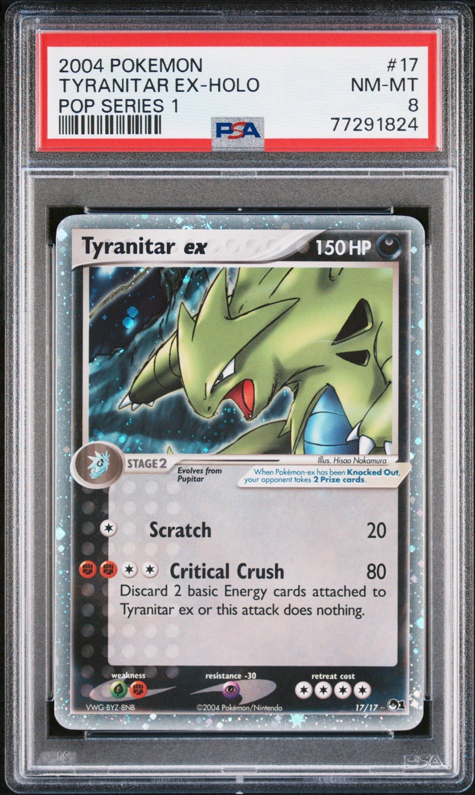 PSA 8 Pokemon Tyranitar ex Holo Rare POP Series 1 #17/17 RARE 🔥 Vintage 💎