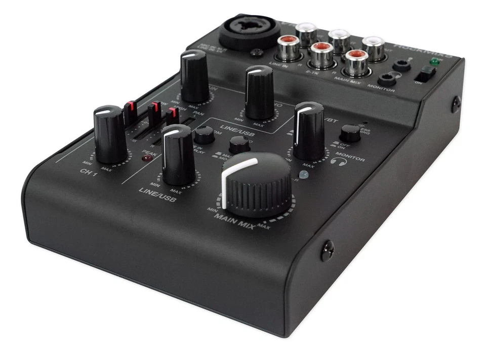 Rockville RockMix 5 Ch Mixer w/USB Interface, Bluetooth, Echo, EQ+AKG Headphones - Image 3 of 4
