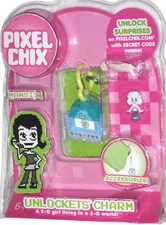 Pixel Chix Mansion Teal House with Character Unlockets Charm 2006 Mattel RARE