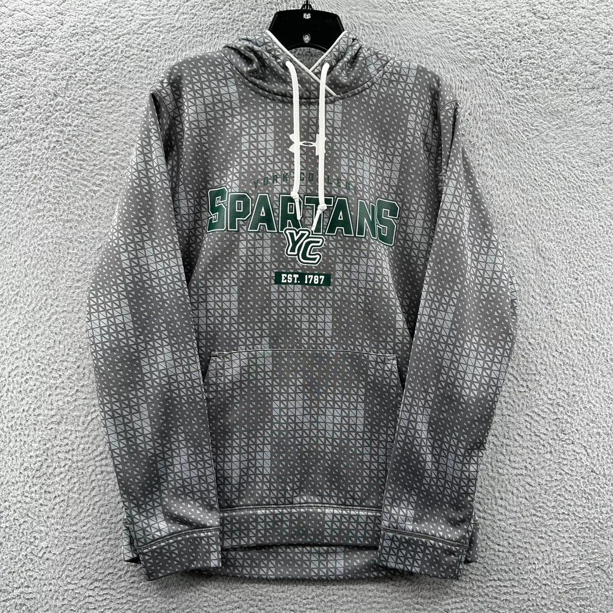 YORK COLLEGE Hoodie Sweatshirt Mens Small Gray Loose Under Armour