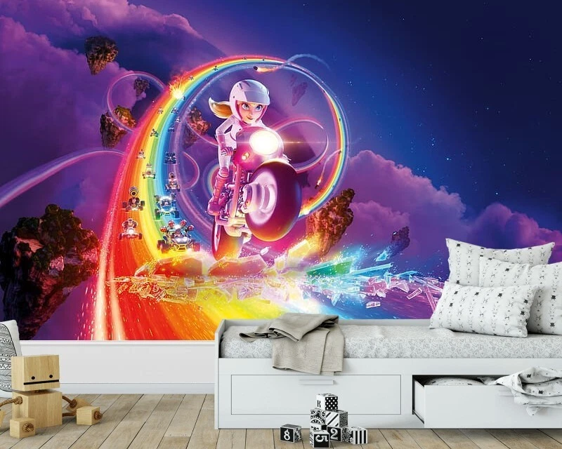 Kids Wall Mural Super Mario Bros Rainbow Road Photo Wallpaper