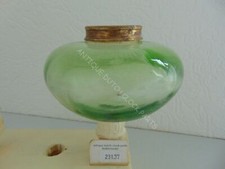 GREEN GLASS OIL RESERVOIR OR TANK FOR OIL LAMP 10"'