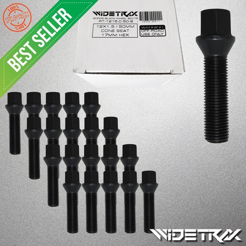 Set Of 10 Black Acorn Cone Seat Wheel Lug Bolts - 12x1.25 Thread, 28mm Shank For Fiat, Dodge, Jeep - View #5