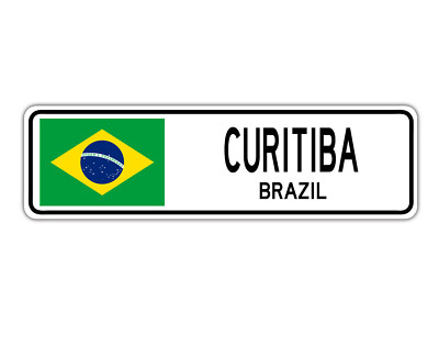 Curitiba, Brazil Street Sign Brazilian Flag City Country Road Wall Gift