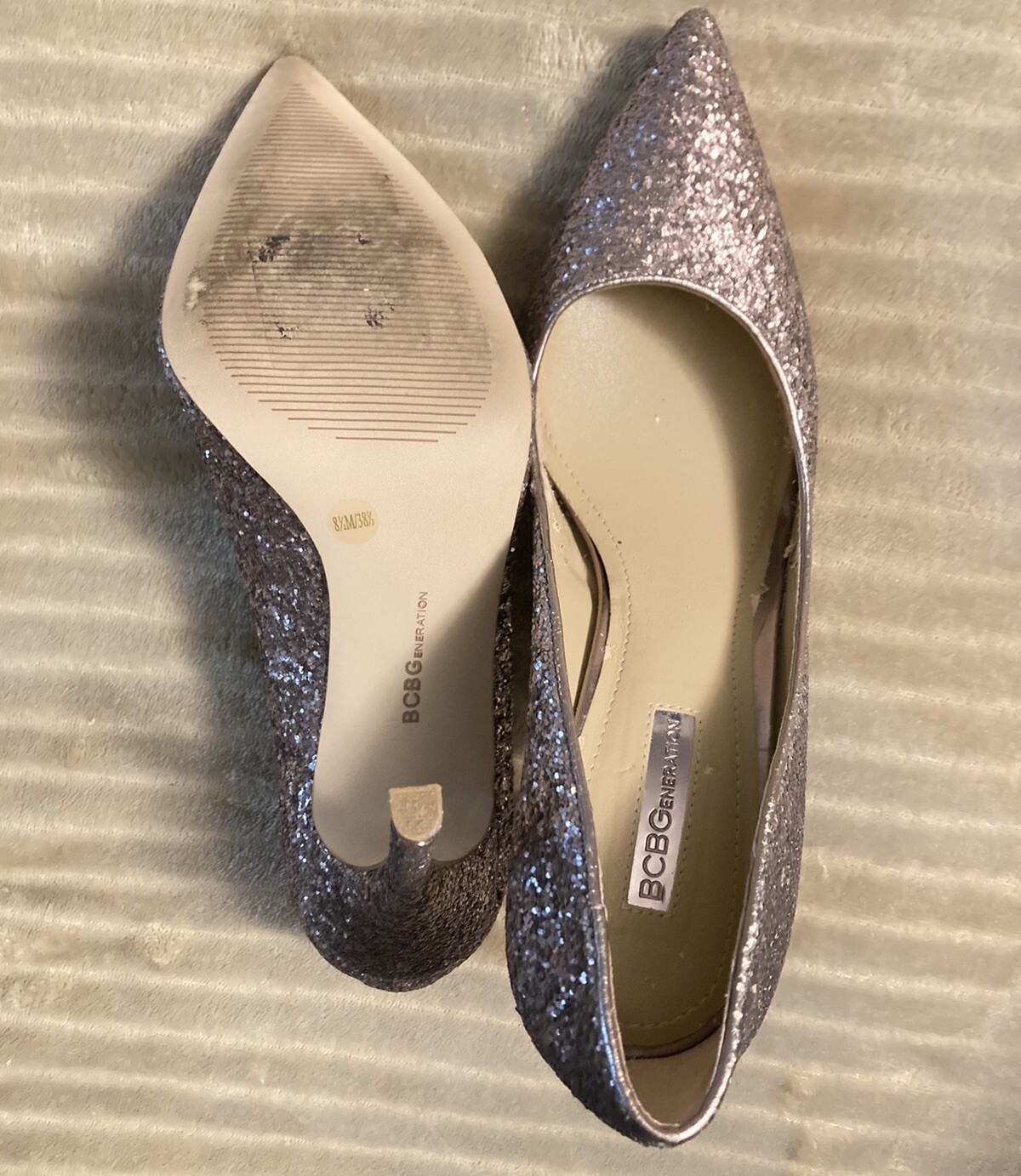 BCBGeneration Glitter Pumps Pointed Toe Purple Gr… - image 13