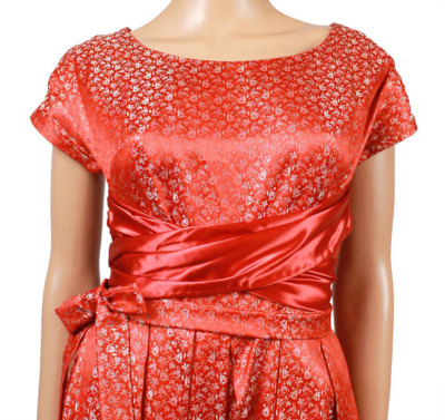 red satin 50s dress Retro 1950s Mermaid Silouhette Dress