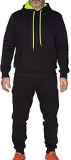 Mens Fluo Lace Up Hoodie Jogging Leisure Slim Fit Tracksuit