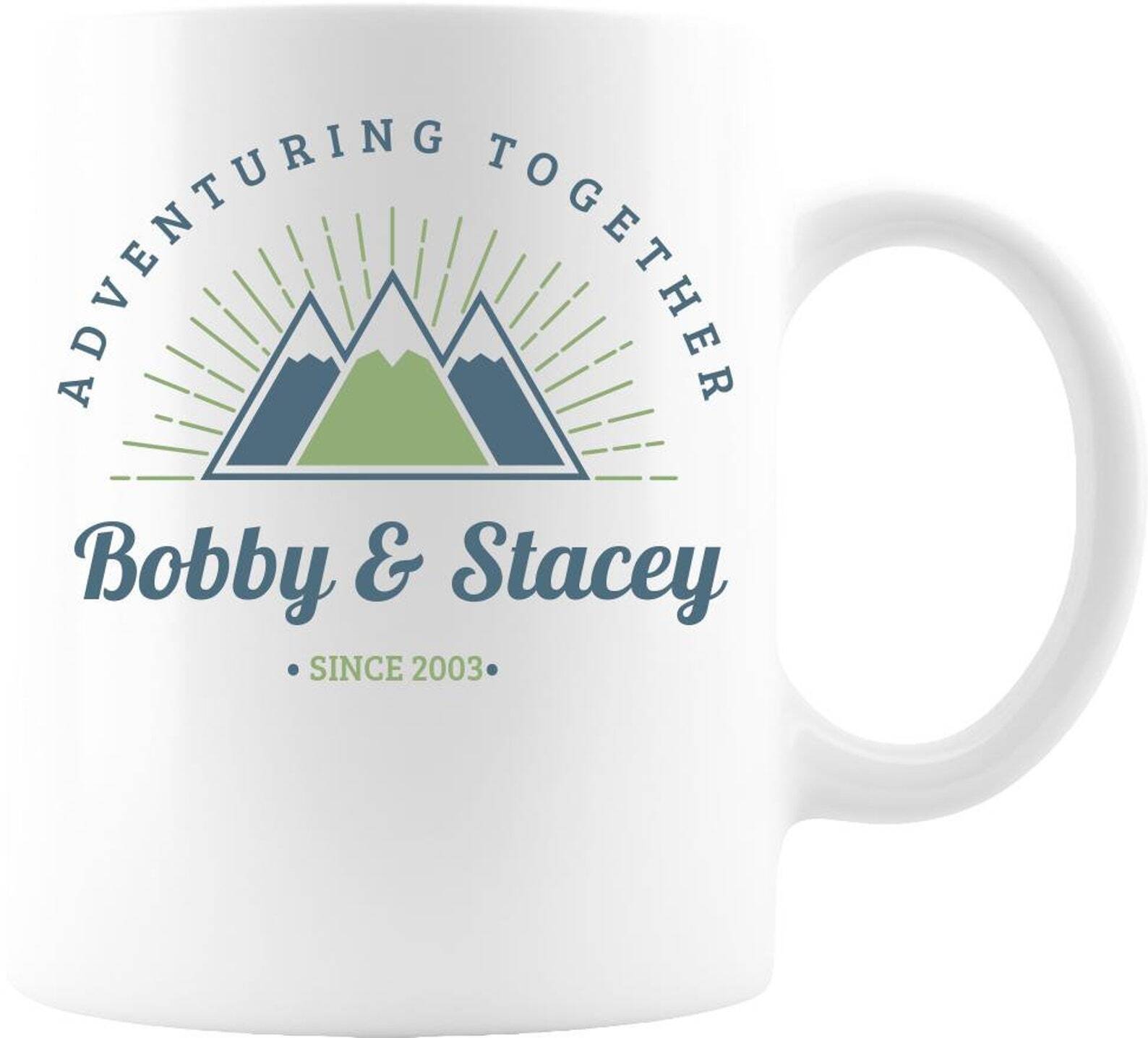 Adventuring Together カスタム パーソナライズ 11オンス ホワイト セラミック コーヒーマグ デザイン 3