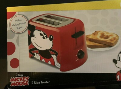 Disney DCM-21 Mickey Mouse 2 Slice Toaster Cute Disney Shape New With Ripped Box