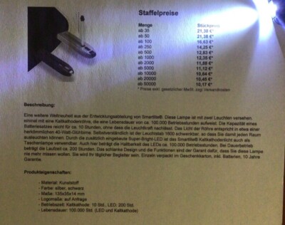 Smartlite Kaltkathodenlicht Neu unbenutzt ohne OVP NOTLEUCHTE    