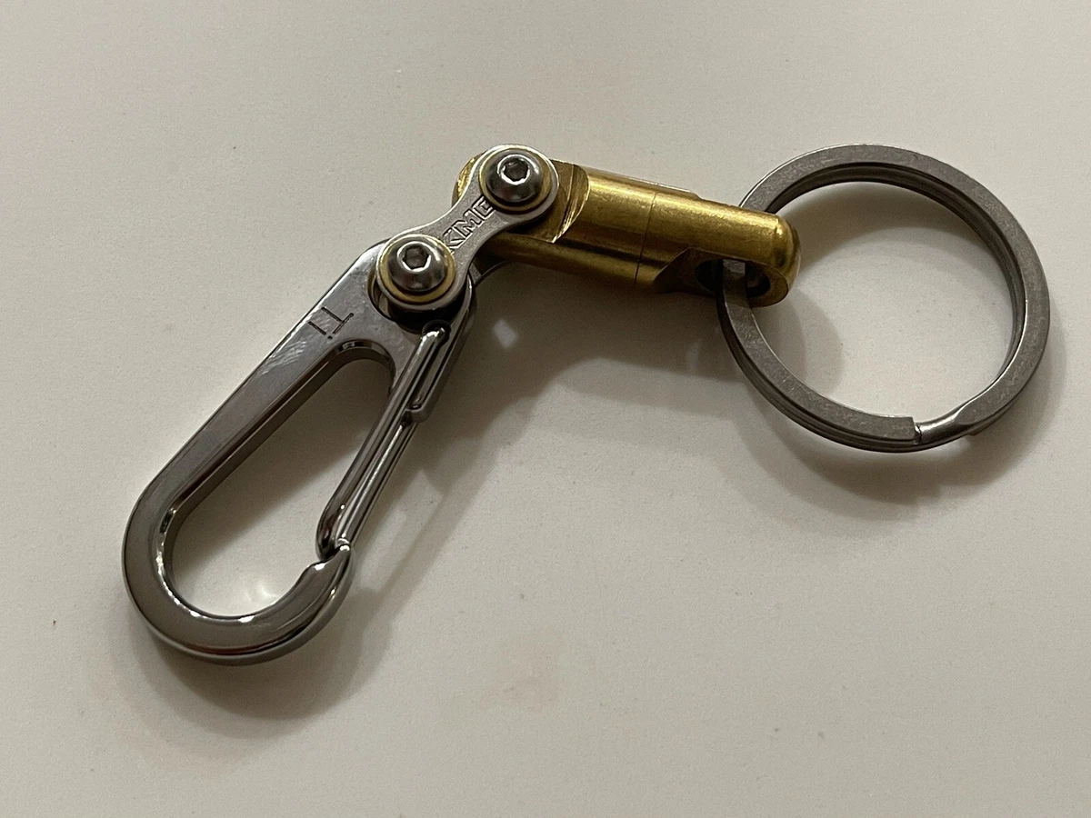 EDC Titanium Keychain, Key Ring, Carabiner w/Ti Split Ring & Brass Swivel,  4.25”