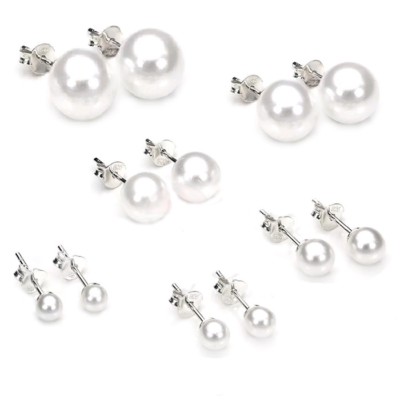 Orecchini A Sfera Con Brillantini In Argento 925 – Misura 8 Mm – Donna
