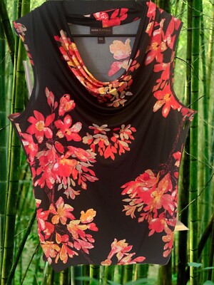 Pre Owned Women s Dana Bushman Floral Blouse Sz XL Festive