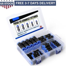 50Pcs Quick Connect Air Hose Kit Air Line Fittings 5/32 1/4 5/16 3/8 1/2 In Tube