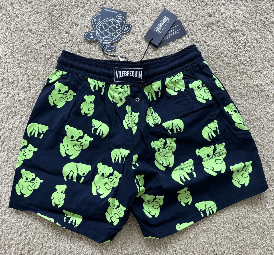 NWT VILEBREQUIN Swim Trunks MOORISE - GLOW IN THE DARK - MEN - M - BLUE - MEDIUM - Image 2 of 4