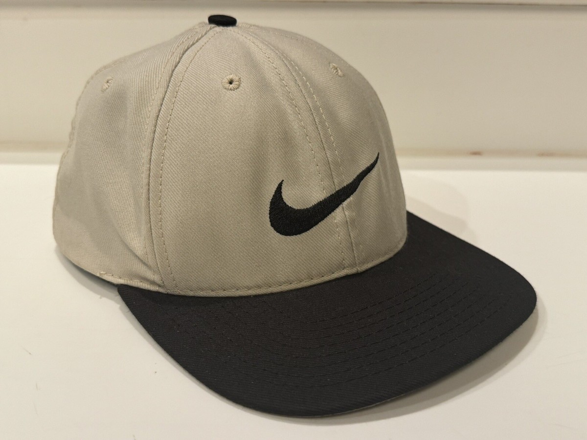 NIKE Golf 2-Tone Beige w/Black Lid Swoosh Baseball Cap Hat