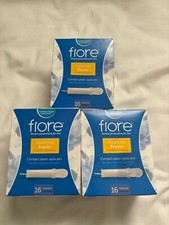 (3) Pudełka Tampony Fiore Regularne bezzapachowe Kompaktowy plastikowy aplikator 16 w pudełku