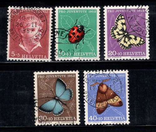 Schweiz 1952 Mi. 575-579 gebraucht 100% Pro Juventute, Schmetterlinge, Insekten